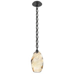 Ellisse Oval Chain Pendant - Matte Black / Optic Amber