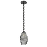 Ellisse Oval Chain Pendant - Matte Black / Optic Smoke