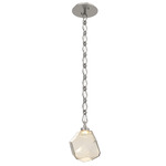Gem Diamond Chain Pendant - Beige Silver / Amber