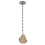 Gem Rectangular Chain Pendant - Beige Silver / Bronze