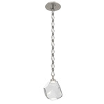Gem Diamond Chain Pendant - Beige Silver / Clear