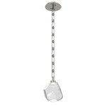 Gem Rectangular Chain Pendant - Beige Silver / Clear