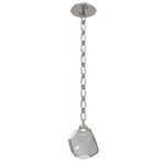 Gem Oval Chain Pendant - Beige Silver / Smoke