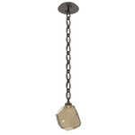 Gem Oval Chain Pendant - Flat Bronze / Bronze
