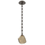 Gem Rectangular Chain Pendant - Flat Bronze / Bronze