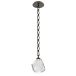 Gem Diamond Chain Pendant - Flat Bronze / Clear