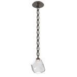 Gem Oval Chain Pendant - Flat Bronze / Clear