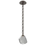 Gem Oval Chain Pendant - Flat Bronze / Smoke
