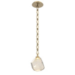 Gem Diamond Chain Pendant - Gilded Brass / Amber