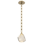 Gem Rectangular Chain Pendant - Gilded Brass / Amber