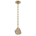 Gem Oval Chain Pendant - Gilded Brass / Bronze