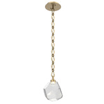 Gem Diamond Chain Pendant - Gilded Brass / Clear