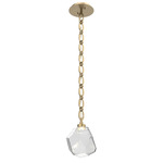 Gem Oval Chain Pendant - Gilded Brass / Clear