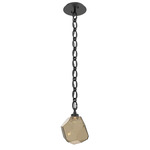 Gem Oval Chain Pendant - Matte Black / Bronze