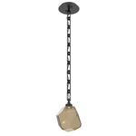 Gem Rectangular Chain Pendant - Matte Black / Bronze