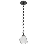 Gem Diamond Chain Pendant - Matte Black / Clear