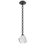 Gem Oval Chain Pendant - Matte Black / Clear