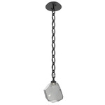 Gem Oval Chain Pendant - Matte Black / Smoke