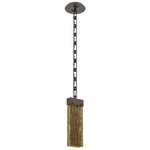 Parallel Rectangular Chain Pendant - Flat Bronze / Bronze Granite