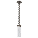 Parallel Oval Chain Pendant - Flat Bronze / Clear Granite