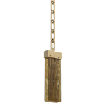 Parallel Rectangular Chain Pendant - Gilded Brass / Bronze Granite