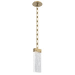 Parallel Rectangular Chain Pendant - Gilded Brass / Clear Granite
