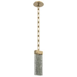 Parallel Rectangular Chain Pendant - Gilded Brass / Smoke Granite