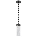 Parallel Rectangular Chain Pendant - Matte Black / Clear Granite