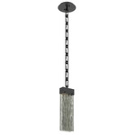 Parallel Rectangular Chain Pendant - Matte Black / Smoke Granite