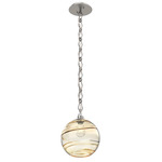 Terra Diamond Chain Pendant - Beige Silver / Optic Amber