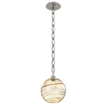 Terra Oval Chain Pendant - Beige Silver / Optic Amber