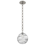 Terra Oval Chain Pendant - Beige Silver / Optic Clear