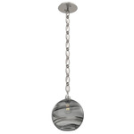 Terra Oval Chain Pendant - Beige Silver / Optic Smoke