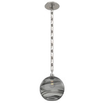 Terra Rectangular Chain Pendant - Beige Silver / Optic Smoke