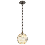 Terra Diamond Chain Pendant - Flat Bronze / Optic Amber