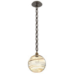 Terra Oval Chain Pendant - Flat Bronze / Optic Amber