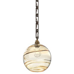 Terra Rectangular Chain Pendant - Flat Bronze / Optic Amber