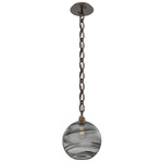 Terra Oval Chain Pendant - Flat Bronze / Optic Smoke