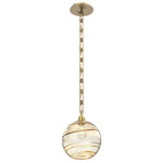 Terra Rectangular Chain Pendant - Gilded Brass / Optic Amber