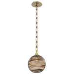 Terra Rectangular Chain Pendant - Gilded Brass / Optic Bronze