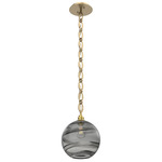 Terra Oval Chain Pendant - Gilded Brass / Optic Smoke