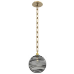 Terra Rectangular Chain Pendant - Gilded Brass / Optic Smoke