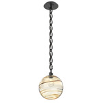 Terra Oval Chain Pendant - Matte Black / Optic Amber
