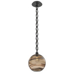 Terra Oval Chain Pendant - Matte Black / Optic Bronze