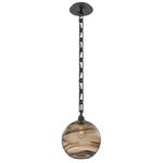 Terra Rectangular Chain Pendant - Matte Black / Optic Bronze