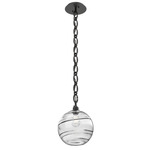 Terra Oval Chain Pendant - Matte Black / Optic Clear