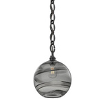 Terra Oval Chain Pendant - Matte Black / Optic Smoke