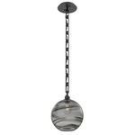 Terra Rectangular Chain Pendant - Matte Black / Optic Smoke