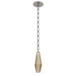 Aalto Oval Chain Pendant - Beige Silver / Optic Ribbed Bronze