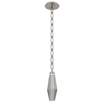 Aalto Oval Chain Pendant - Beige Silver / Optic Ribbed Smoke